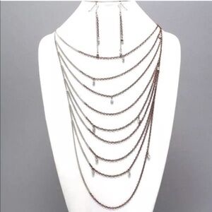 Dainty Chains‎ Metal Drape Layered Crystal Necklace